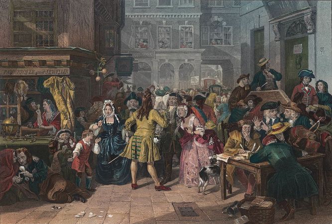 Продажа акций в Лондоне в начале 18 века